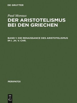 cover image of Die Renaissance des Aristotelismus im I. Jh. v. Chr.
